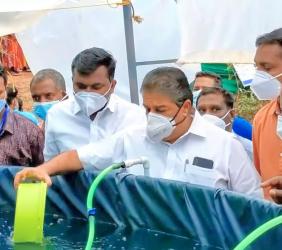 JMK Biofloc seed stocking - inauguration by Hon’ble Minister for Fisheries at Mulakkuzha GP